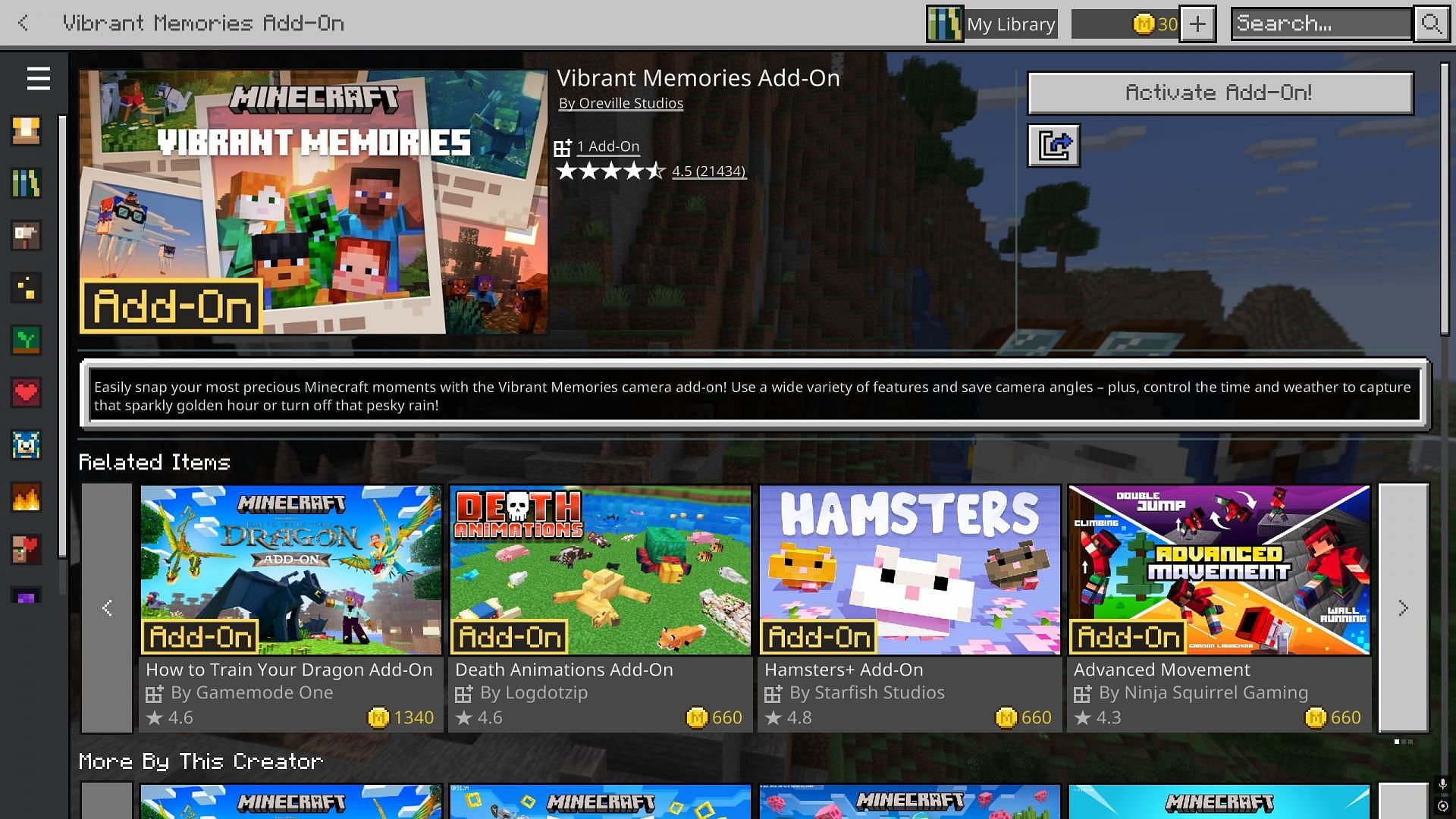 Vibrant Memories allow players to take unique pictures within the game (Image via Sportskeeda Gaming || Mojang Studios)